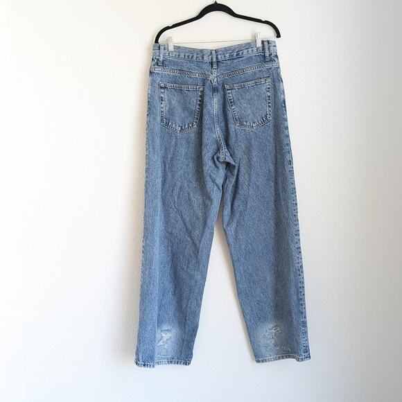 Zara Blue Denim High-rise Straight Wide Loose Leg Jeans, size 29 - Picture 2 of 10